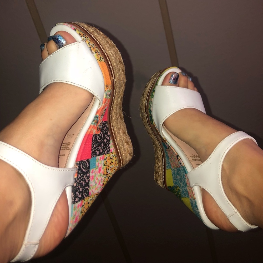 colorful flowered wedge heels / platforms
